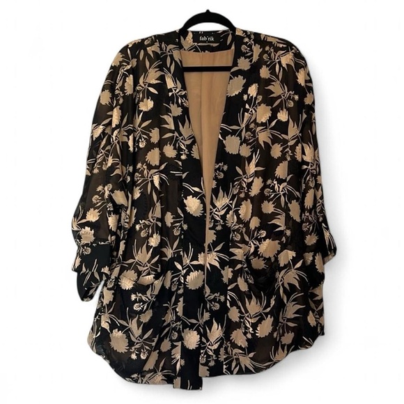 Fab’rik Black & Tan Floral Kimono – Oversized Medium - Picture 1 of 8